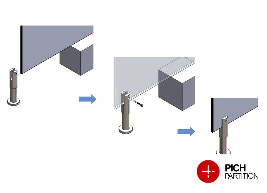 اتصال فریم پارتیشن hpl به کف، دیوار و سقف