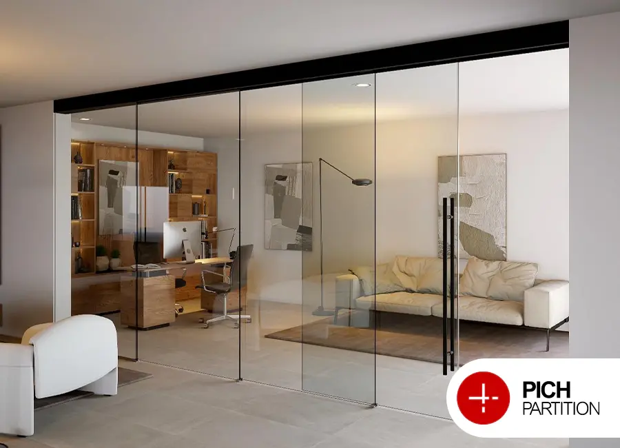 پارتیشن شیشهای فریم لس با پروفیل مخفی